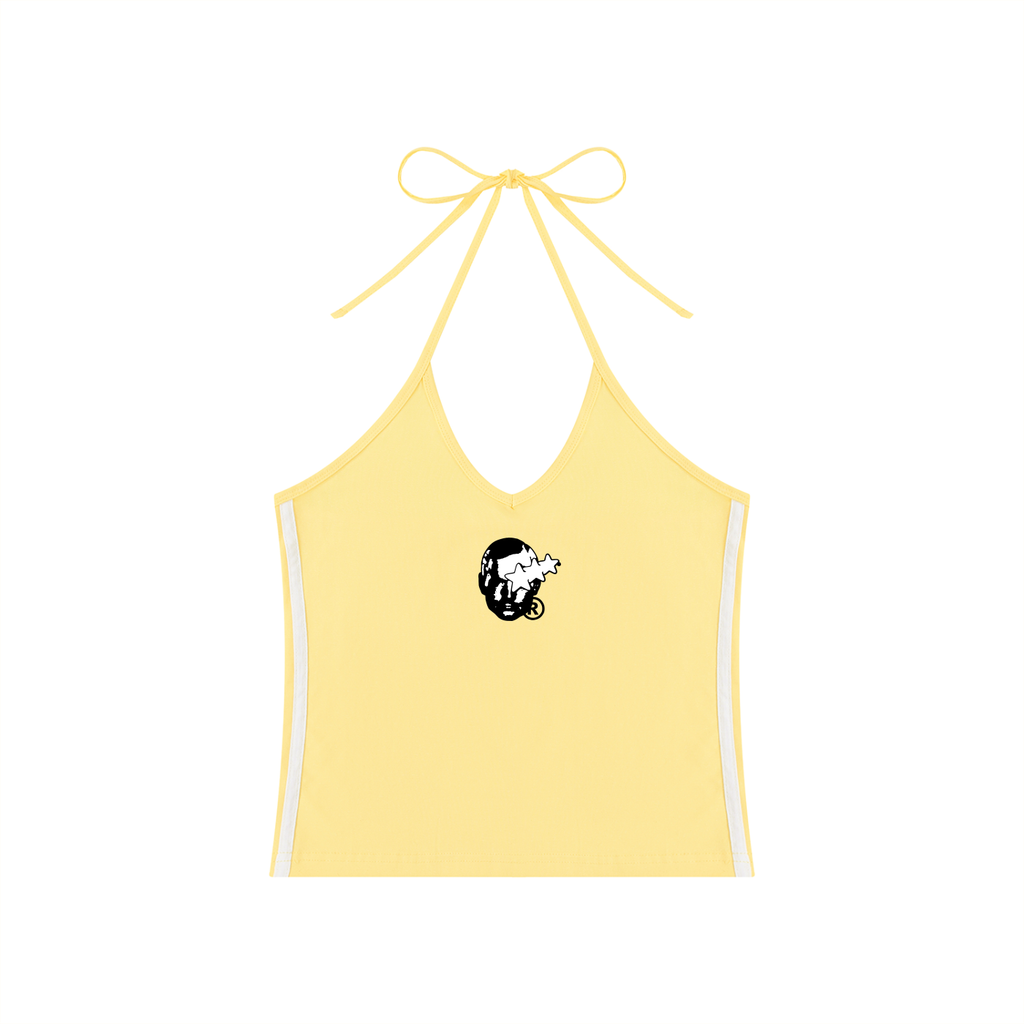 Women's Color Block Halter Crop Tank Top
