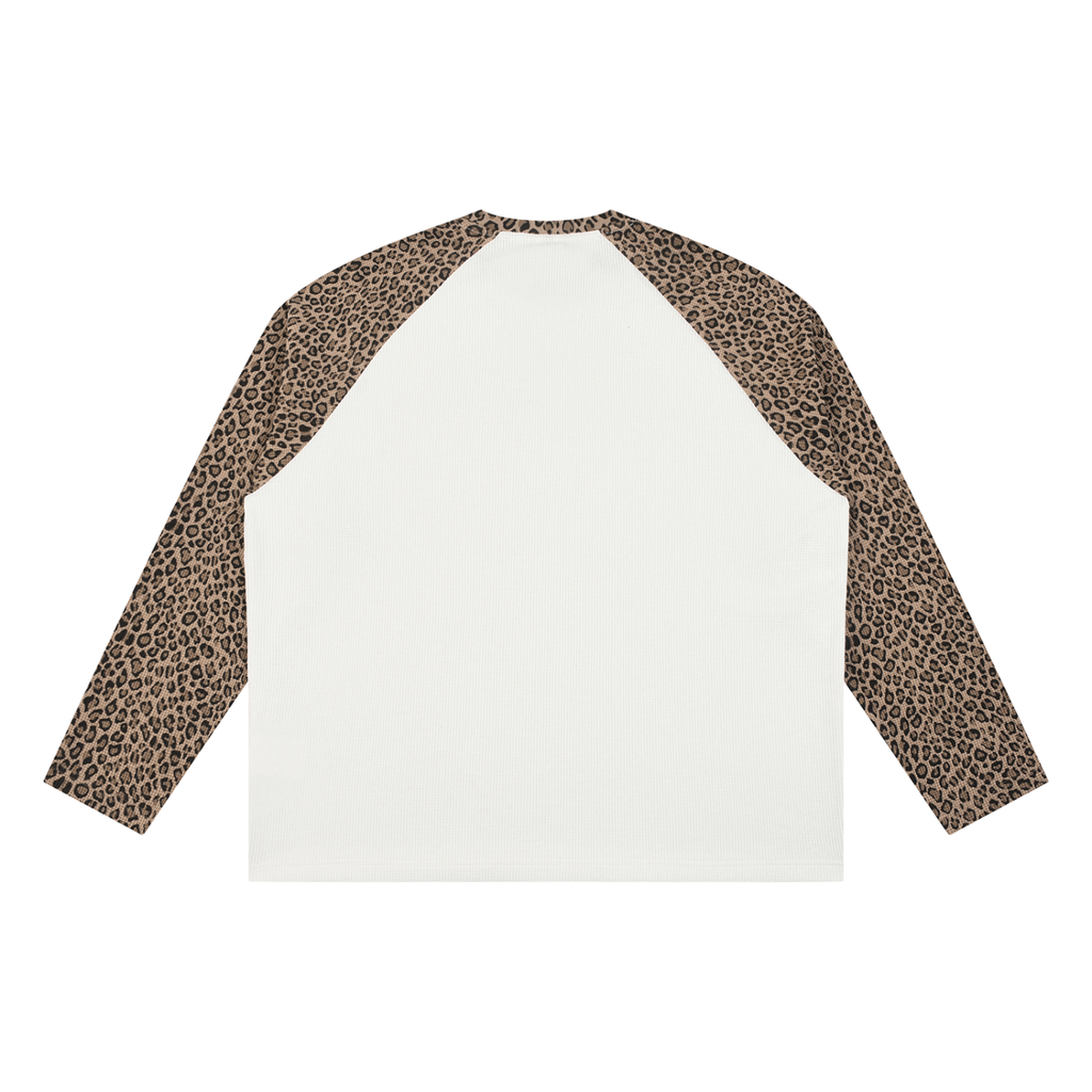 Unisex Leopard Panel Raglan Sleeve T-Shirt