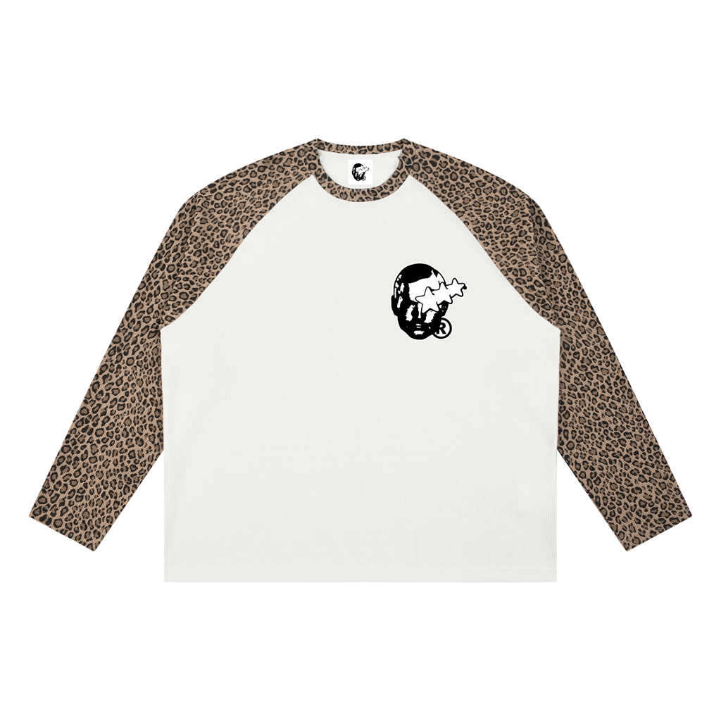 Unisex Leopard Panel Raglan Sleeve T-Shirt