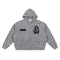 Unisex Leopard Print Waffle Full Zip Hoodie